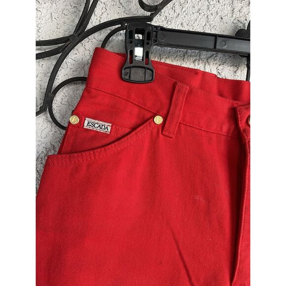 Vintage Escada Straight Leg, High Waisted Jeans - Size 38/ US 8 - Red - Picture 3 of 11